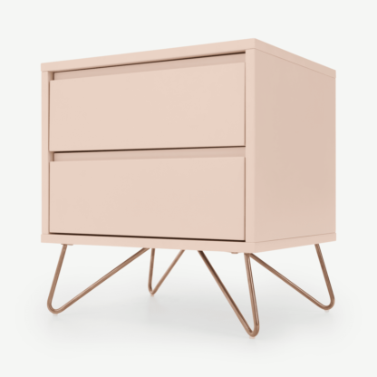 An Image of Elona Bedside Table, Dusk Pink & Copper