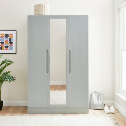 b9565ba7165b14e45b6fca9a0f127bed65042f6dbc93fd19725bff3c3c68c535.jpg An Image of Larson Grey Triple Wardrobe Grey