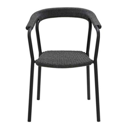 An Image of Cane-line Noble Outdoor Stackable Armchair, Dark Grey, Soft Rope