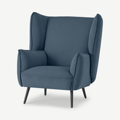 An Image of Linden Accent Armchair, Bluebell Micro Corduroy Velvet