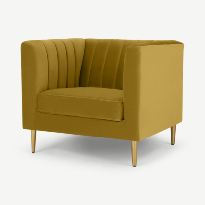 An Image of Amicie Armchair, Vintage Gold Velvet
