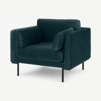 An Image of Harlow Armchair, Coastal Blue Velvet