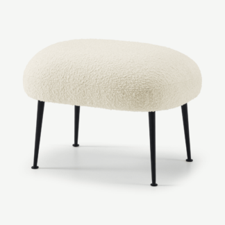 An Image of Bonnie Footstool, Whitewash Boucle