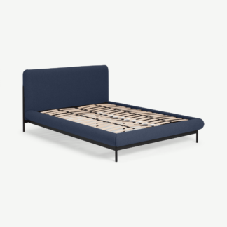 An Image of Balmore Double Bed, Flavio Blue & Black