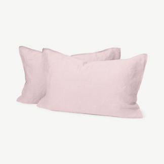 An Image of Brisa 100% Linen Pair of Pillowcases, Dusky Pink
