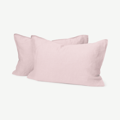 bed19ce08da7798e0eba92b0ab348fcb6f2c382caf741d50b8cbba08577e6182.png An Image of Brisa 100% Linen Pair of Pillowcases, Dusky Pink