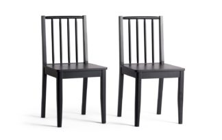 An Image of Habitat Nel Pair of Solid Wood Spindle Chair - Black