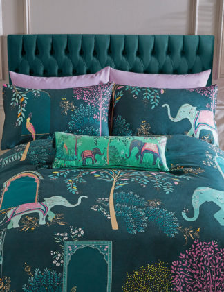 An Image of M&S Sara Miller 2 Pack Cotton Elephant Oasis Pillowcases