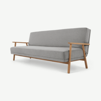 An Image of Lars Click Clack Sofa Bed, Mountain Grey and Oak Frame