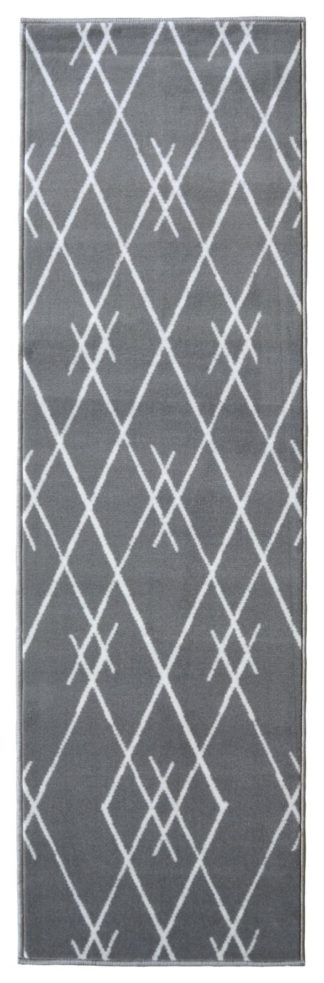 An Image of Homemaker Diamond Polypropylene Runner - 185x65cm - Grey