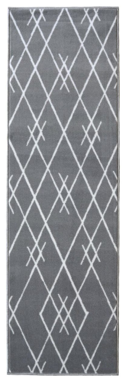 An Image of Homemaker Diamond Polypropylene Runner - 185x65cm - Grey