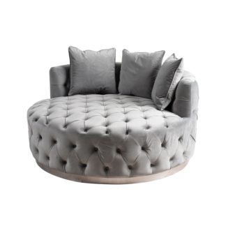 An Image of Frankfurt Loveseat - Dove Grey - Silver Base