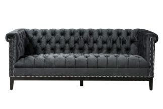 An Image of Bergmann Three Seat Sofa – Black