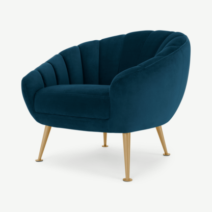 An Image of Primrose Accent Armchair, Petrol Teal Velvet