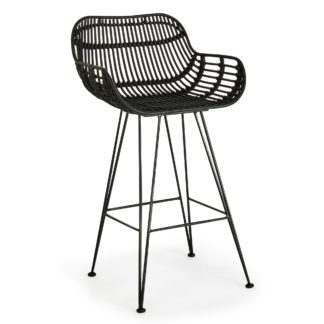 An Image of Nirvana Rattan Bar Stool Black