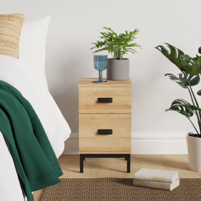 c3992df0afb797e3031724250b5191d8c7ee12289a9b7e17c96c8c7659d0d513.jpg An Image of Fulton Slim Oak Effect Bedside Table Light Oak