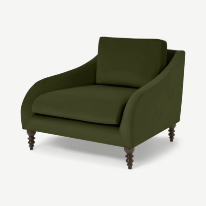 An Image of Andrin Armchair, Moss Recycled Velvet