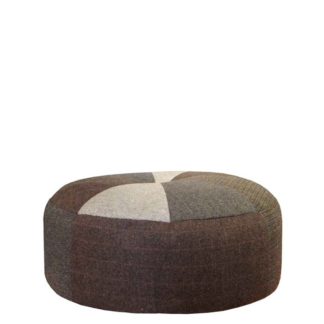 An Image of Harris Tweed Pumpkin Large Stool, Patchwork Tweed