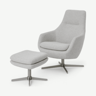 An Image of Modesto Accent Armchair & Footstool, Luna Grey Weave