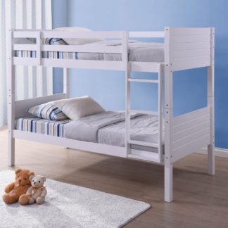 An Image of Bedford White Wooden Bunk Bed Frame - 3ft Single