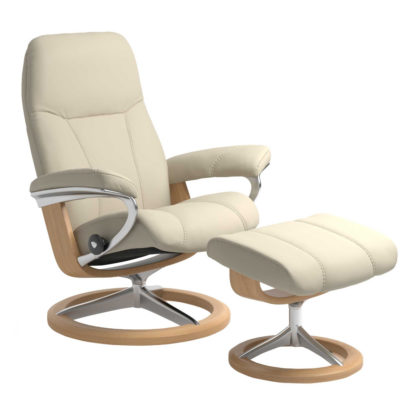 An Image of Stressless Consul Classic Chair & Stool, Choice of Batick Leather
