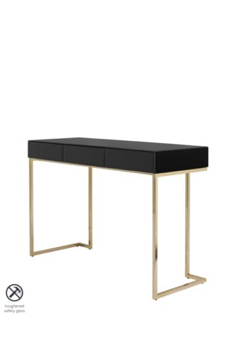 An Image of Lorenzo Toughened Black Glass Console Table