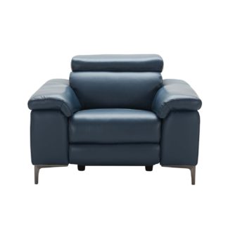 An Image of Paolo Leather Recliner Chair, Melbourne Navy Blue M5661