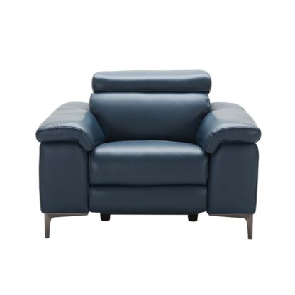 An Image of Paolo Leather Recliner Chair, Melbourne Navy Blue M5661