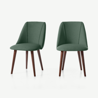 An Image of Set of 2 Lule Dining Chairs, Bay Green and Walnut