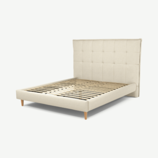 An Image of Lamas King Size Bed, Putty Cotton with Oak Legs
