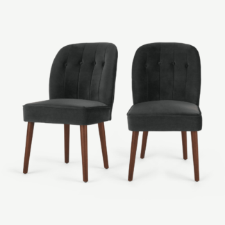An Image of Set of 2 Margot Dining Chairs, Midnight Grey Velvet
