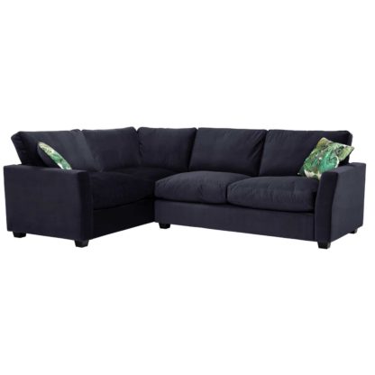 An Image of Taylor Medium Left Hand Facing Corner Sofa, Sunningdale Midnight Blue