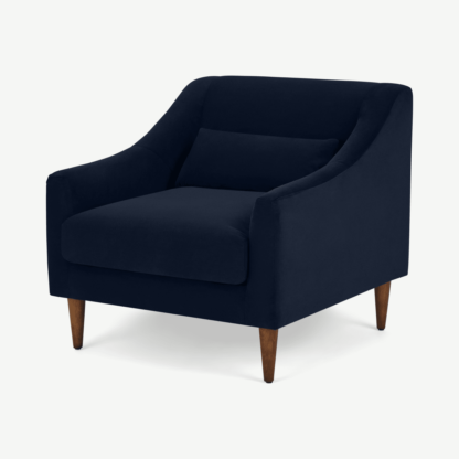 An Image of Herton Armchair, Ink Blue Velvet