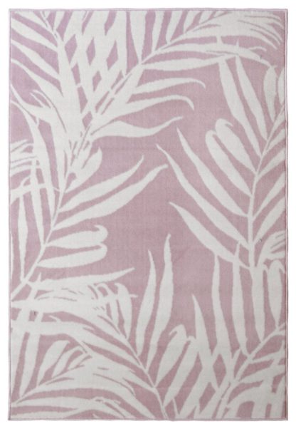 An Image of Homemaker Polypropylene Leaf Rug - 120x170cm - Pink