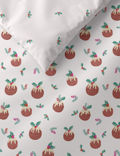 An Image of M&S Cotton Blend Christmas Pudding Bedding Set