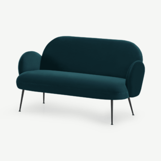 An Image of Bonnie 2 Seater Sofa, Steel Blue Velvet