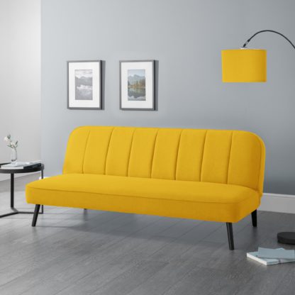 An Image of Miro Linen Clic Clac Sofa Bed Mustard