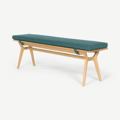 An Image of Jenson Bench, Oak and Mineral Blue