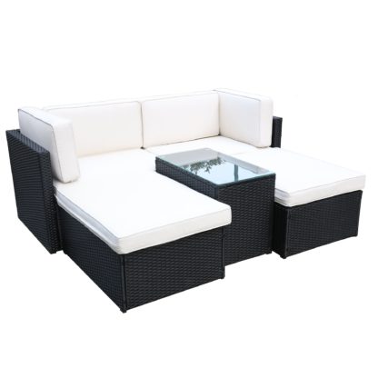 An Image of Berlin 4 Seater Black Multi Setting Relaxer Set Black