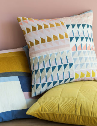 An Image of M&S Colour Block Embroidered Cushion