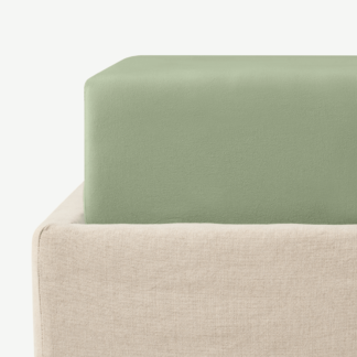An Image of Alexia Stonewashed Cotton Fitted Sheet, King, Soft Green