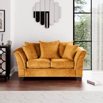 cef58a00b5989a90561a10c672f0421c7901d6a5aa8e7fab37b31fb32e2b4293.jpg An Image of Giovanna Chenille 2 Seater Sofa Amber Gold
