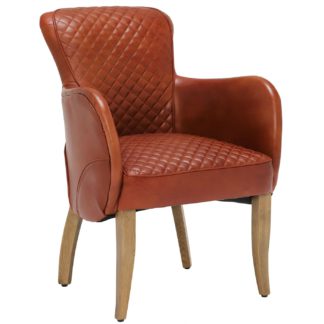 An Image of Timothy Oulton Side Saddle Leather Chair, Vagabond Red and Oak