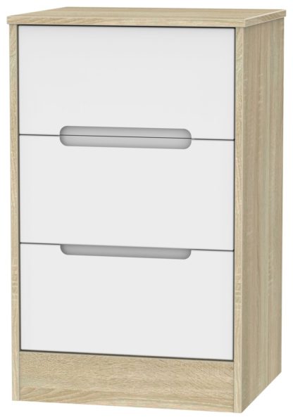 An Image of Toulouse 3 Drawer Bedside Table - Cashmere