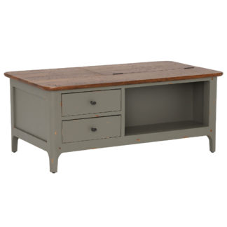An Image of 2 Draw Wooden Coffee Table - Grey - Mango Wood - W110 x D60 x H45cm - Barker & Stonehouse