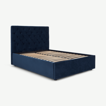 An Image of Skye Double Ottoman Storage Bed, Royal Blue Velvet