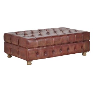 An Image of Timothy Oulton Westminster Buttoned Storage Stool, Vagabond Red