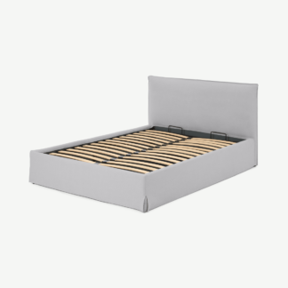 An Image of Orsa Double Ottoman Storage Bed, Mineral Cotton & Linen Mix
