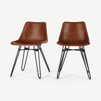 An Image of Set of 2 Kendal Dining Chairs, Tan and Black