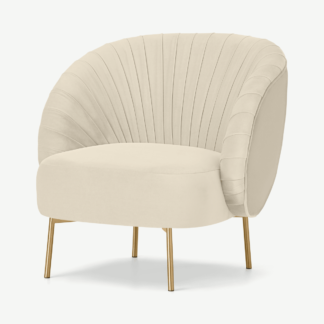 An Image of Ilana Accent Armchair, Eggshell White Velvet